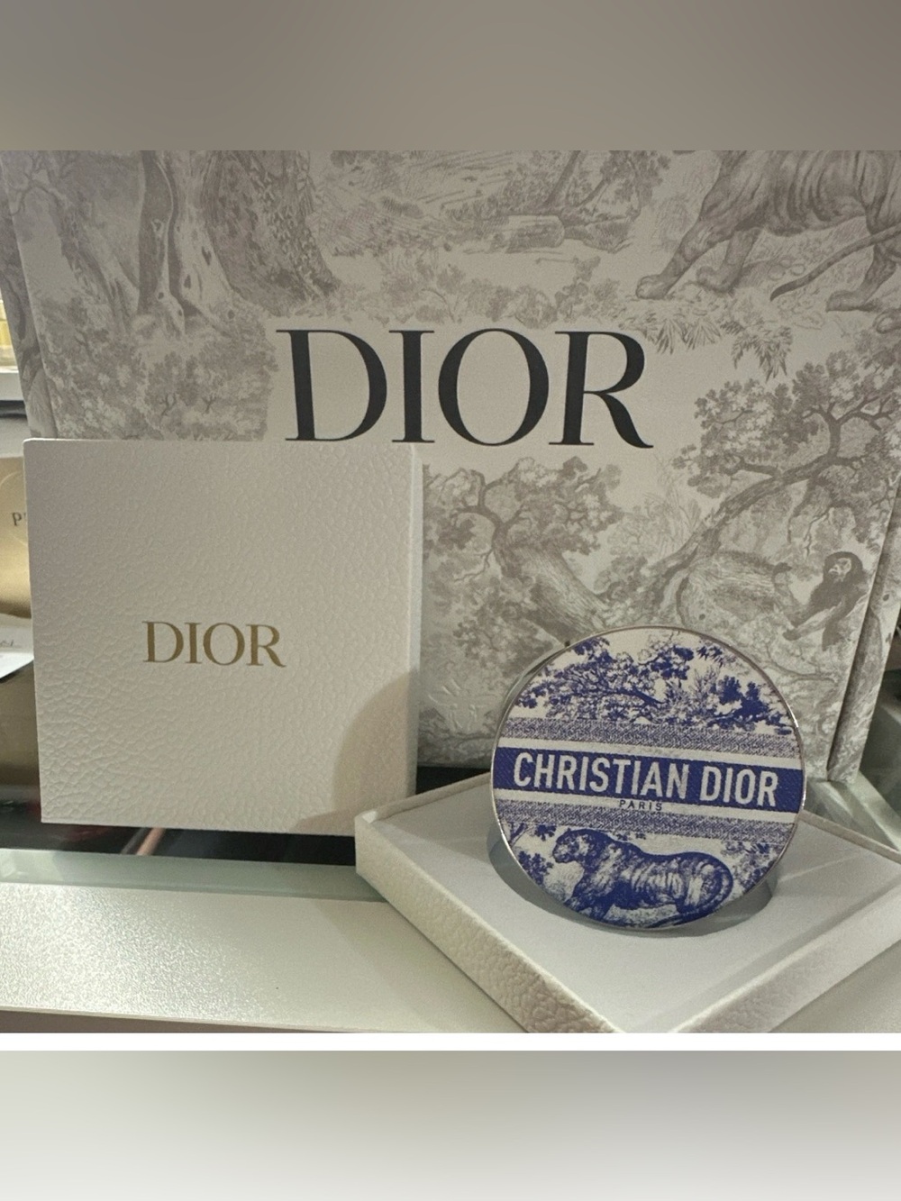 Dior Blue and White Toile Compact Mirror